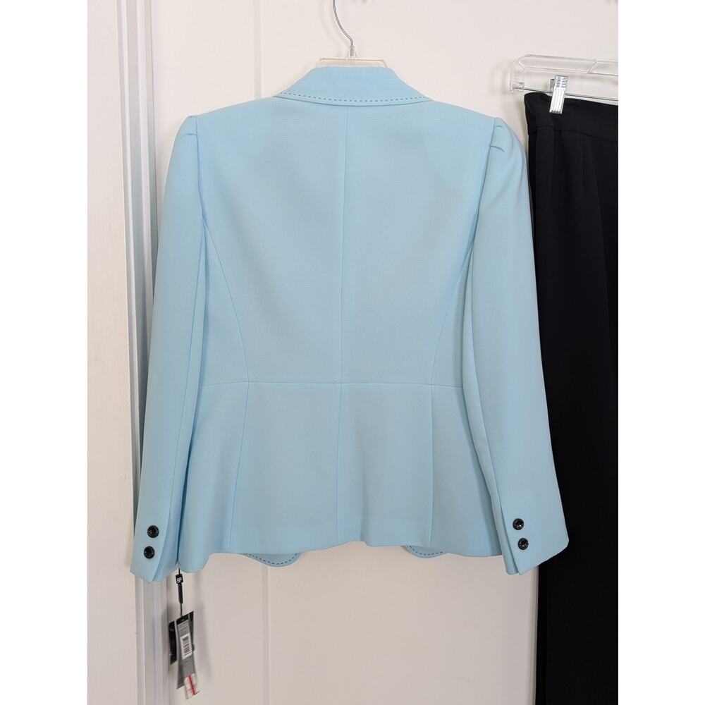 NWT Tahari Arthur S. Levine 3 Pc Pant Suit Set Light Blue Blazer Tank Black 8P - Picture 6 of 9